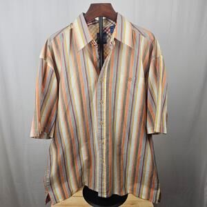 Raider 1943 Western Striped Button Up Shirt L Retro Style Cotton Mens L